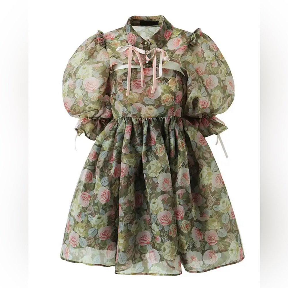 Ballon floral green dreamy dress Size xs-s